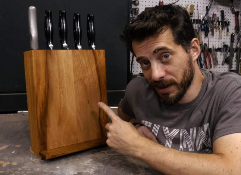Easy DIY Make wooden knife block that holds your cookbook