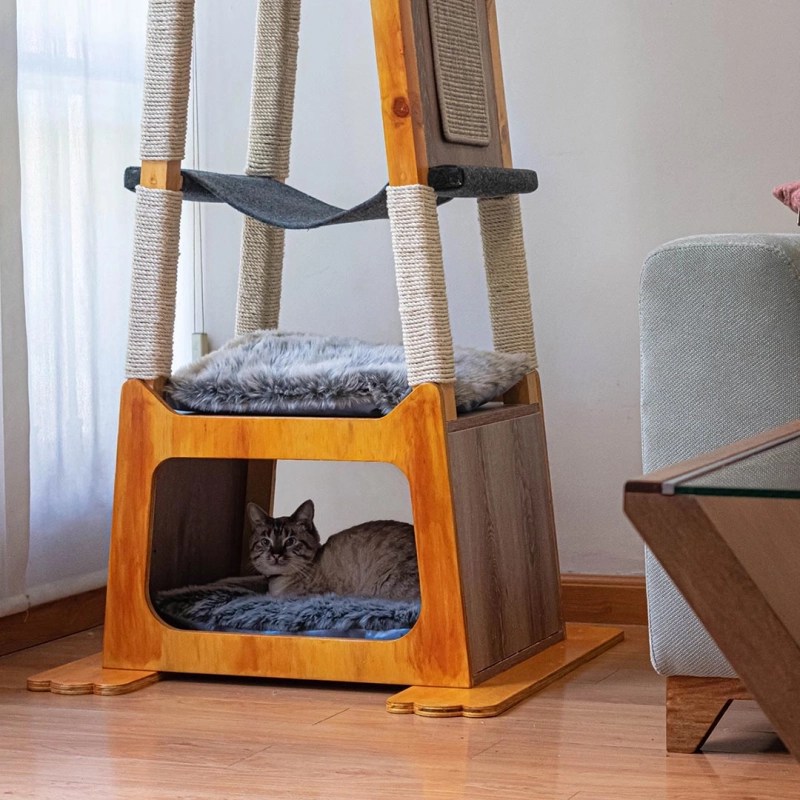 SIO Cat Tree With Multiple Scratching Pads & Hammocks is Gym for Cats