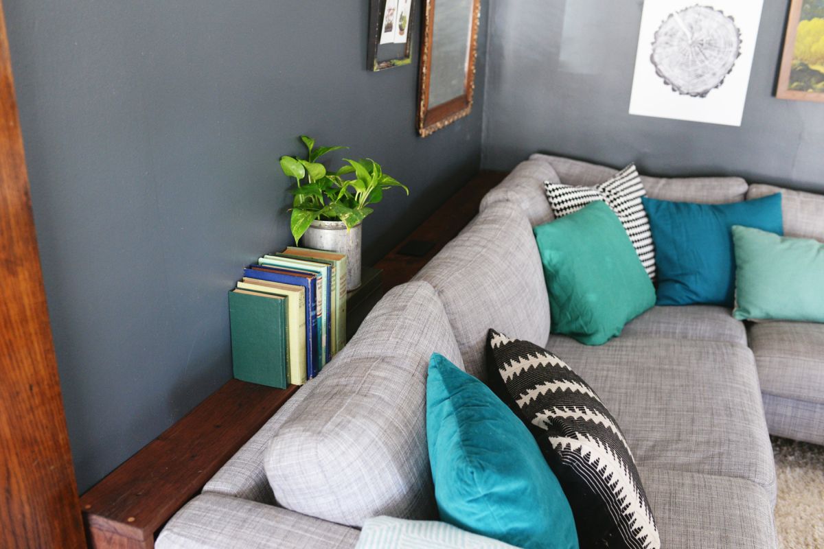 DIY Narrow Sofa Table And How To Wire An Outlet For It