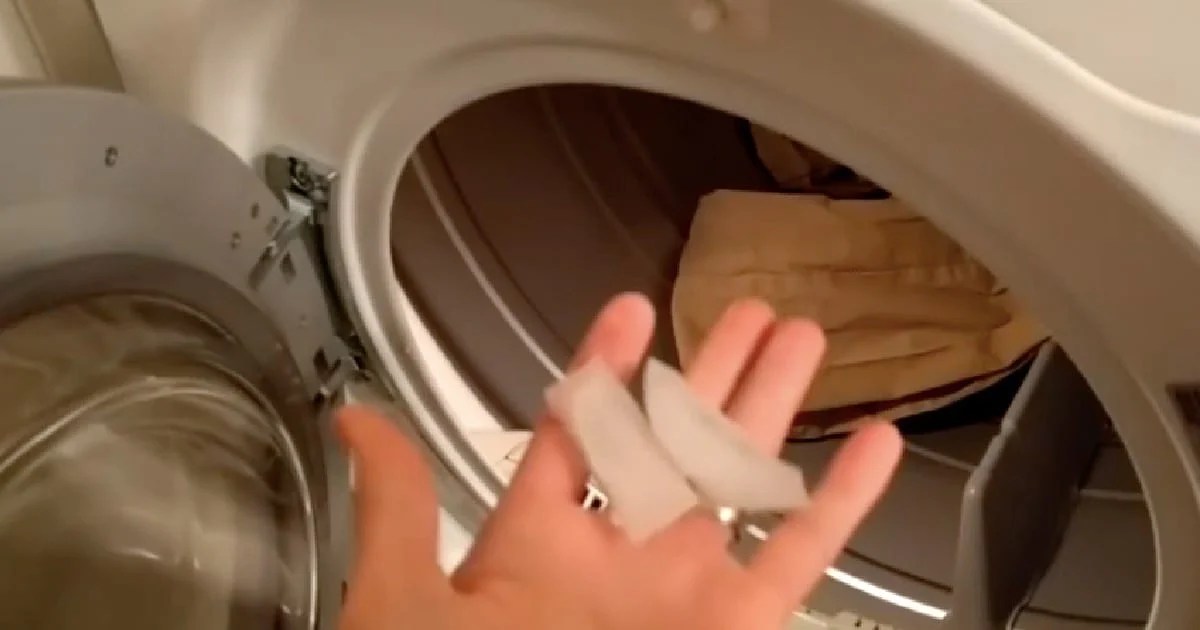Toss a few ice cubes in your dryer and remove an extra chore from your