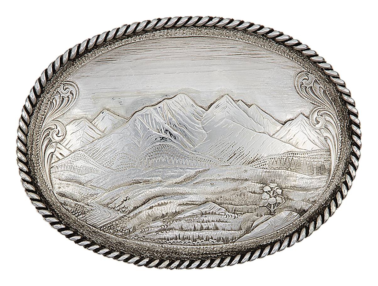 Montana Silversmiths Antiqued Mountain Scene Belt Buckle eBay