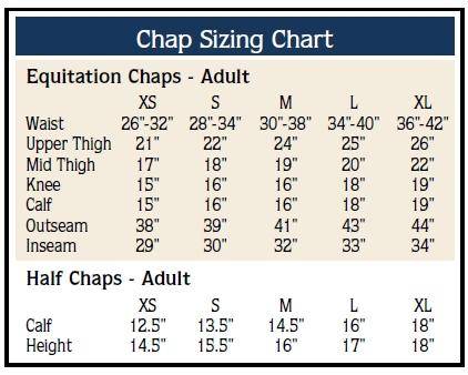 Dublin Half Chaps Sizing Chart: A Visual Reference of Charts | Chart Master