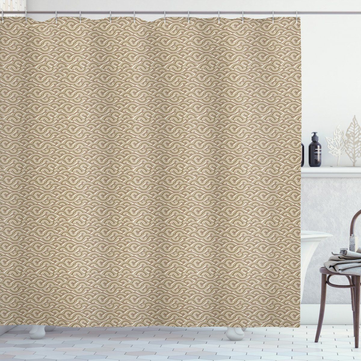 Abstract Curve Lines Pattern Shower Curtain Houston Wall