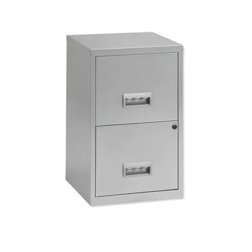 2 Drawer Filing Cube Silver Steel Lockable A4 Pierre Henry Hunt Office UK