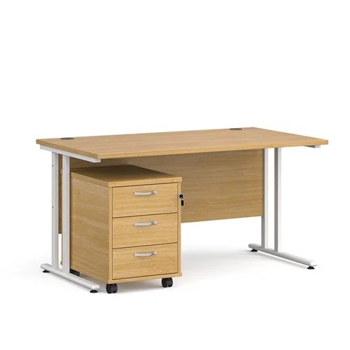 Maestro 25 WL straight desk 1400mm x 800mm with white cantilever frame