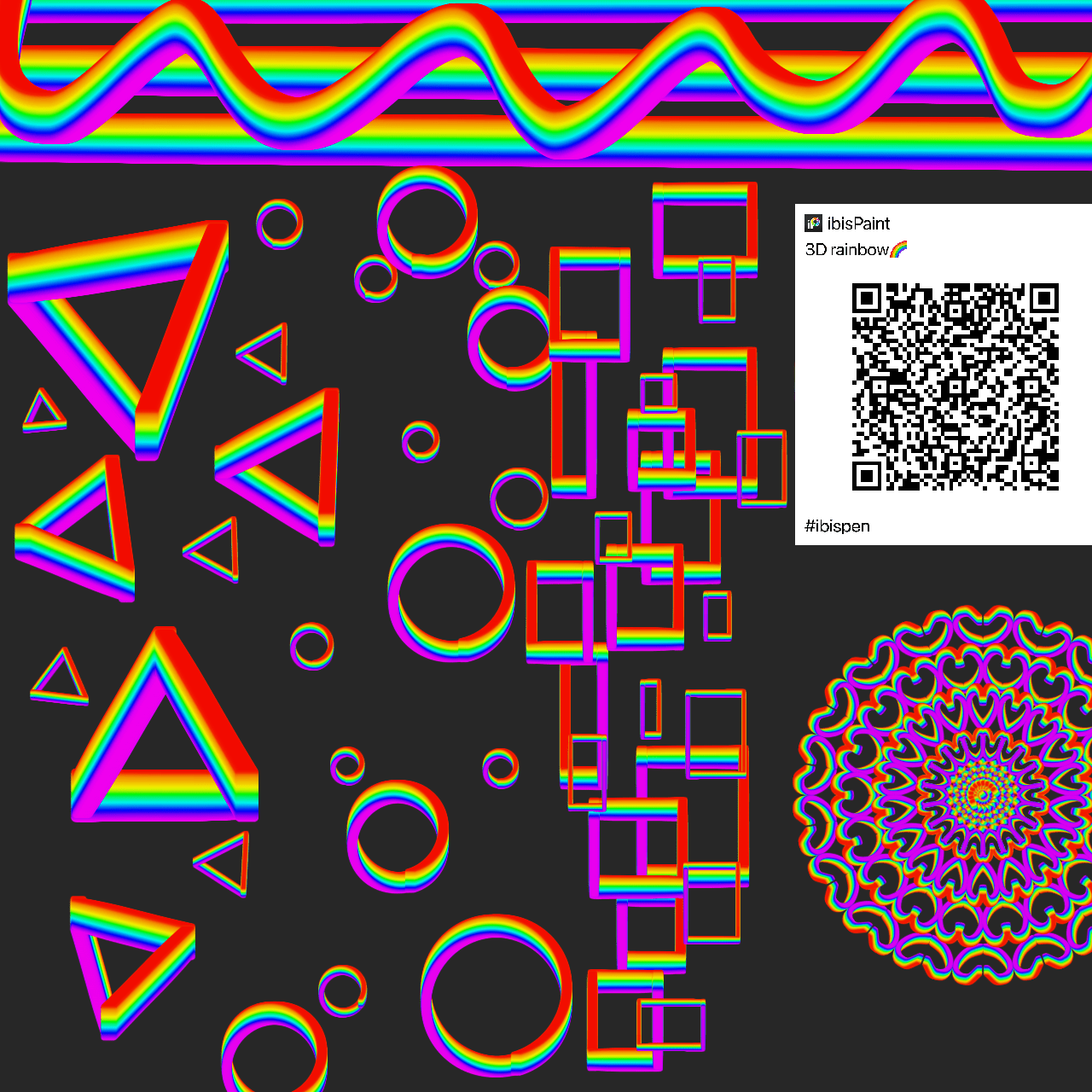 3D rainbow brush ibisPaint