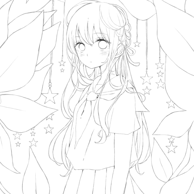 無料イラスト画像 ラブリーかわいい 塗り絵 イラスト 女の子