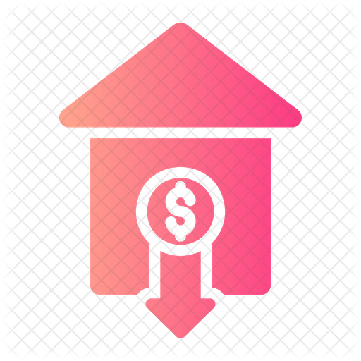 House Price Decrease Icon Download in Gradient Style