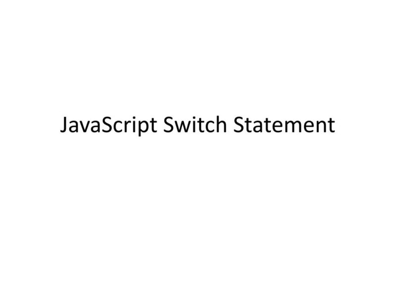 JavaScript Switch