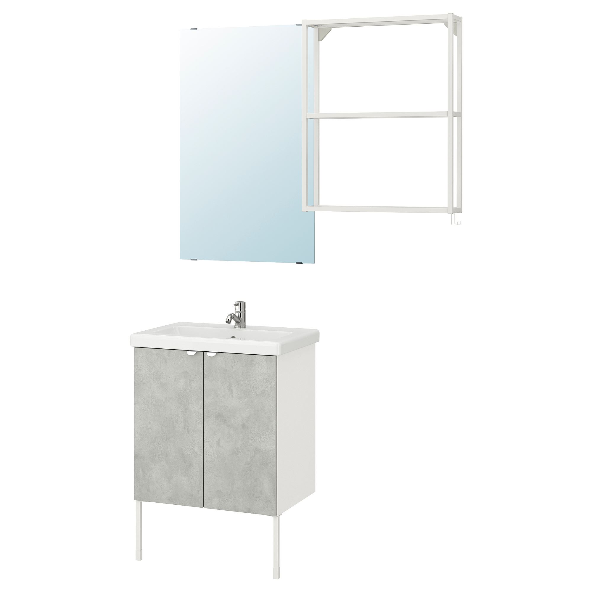 ENHET/TVALLEN, bathroom furniture set, whitestone effect