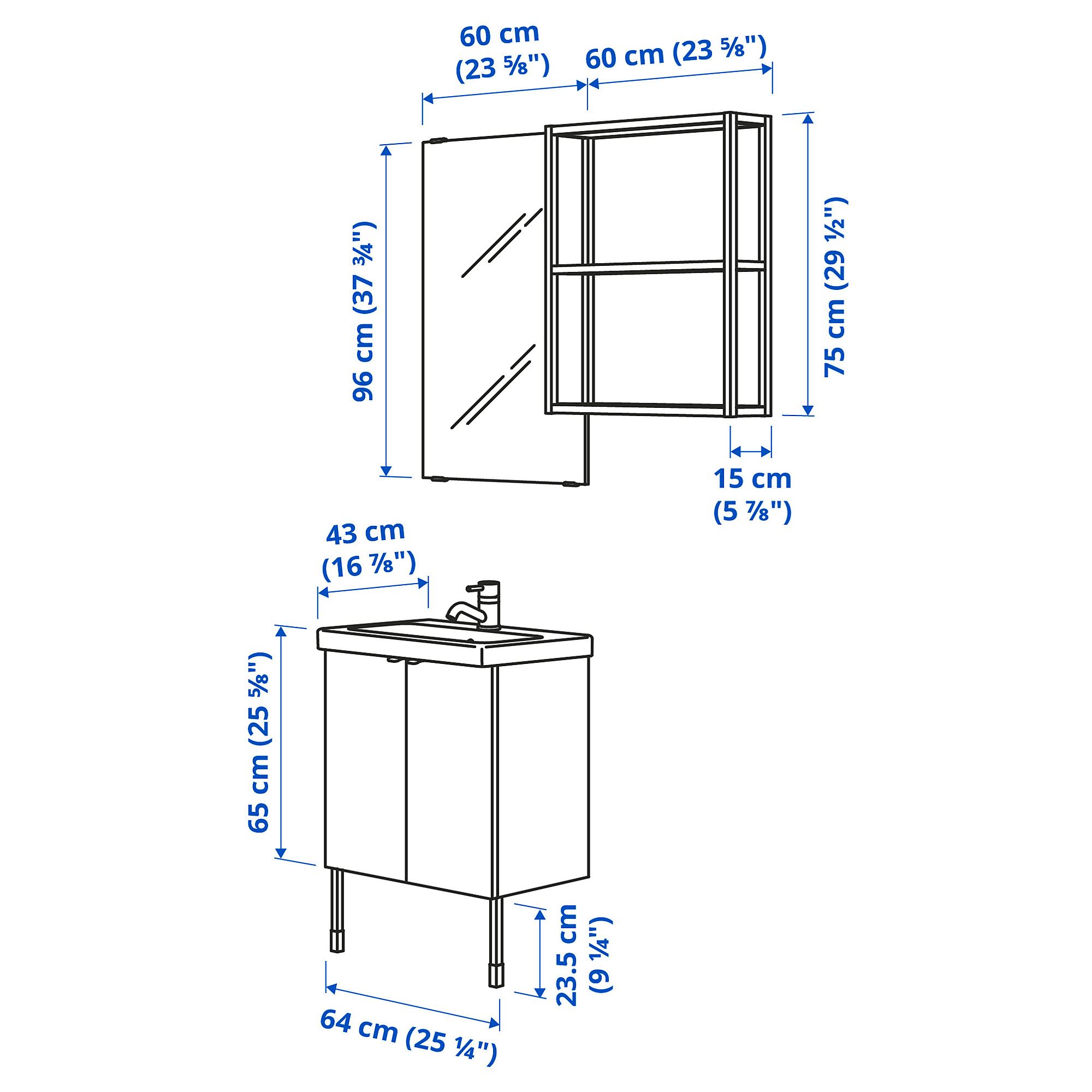 ENHET/TVALLEN, bathroom furniture set, whitestone effect