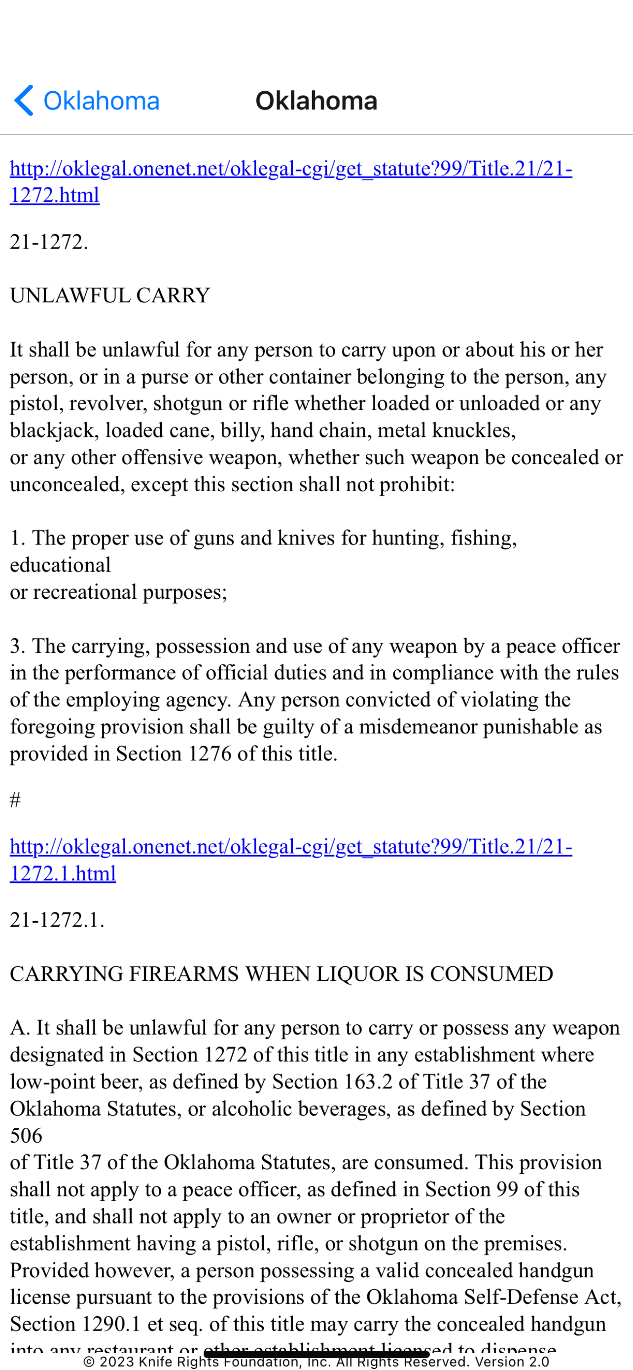 Oklahoma Knife Laws Oklahoma Shooters