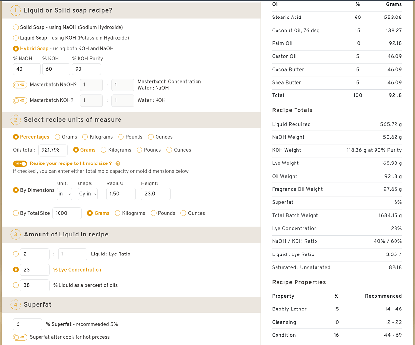 SoapMaking Friend Recipe Calculator INCORRECT Regarding Adapting Recipe