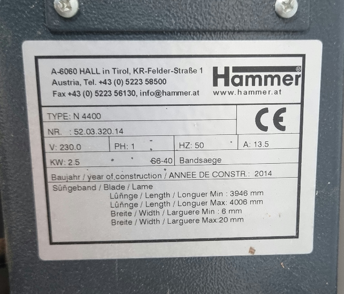 Sold Hammer n4400 bandsaw UK