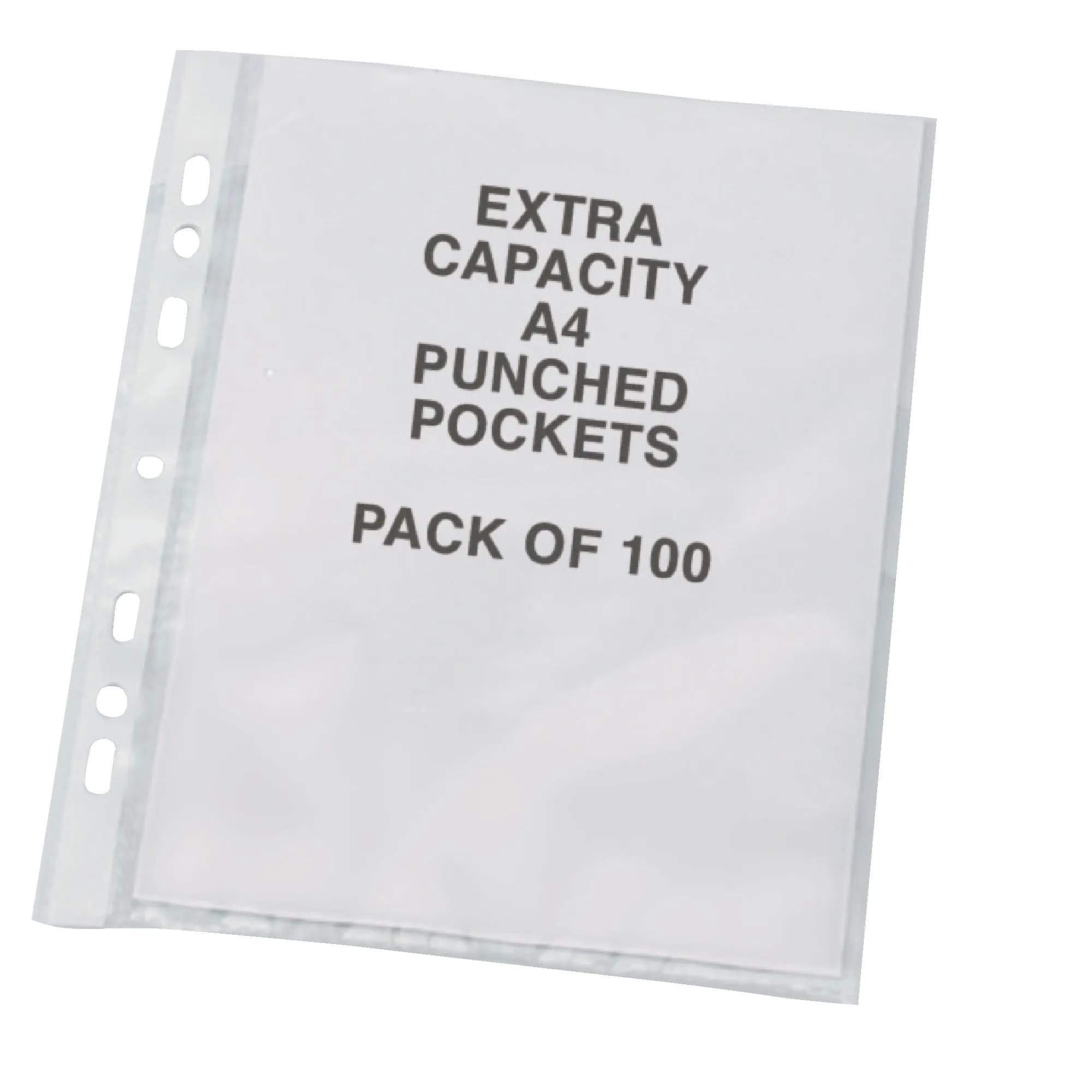 Punched Pocket A4 Extra Wide Clear Pack of 100 HE395102 Hope