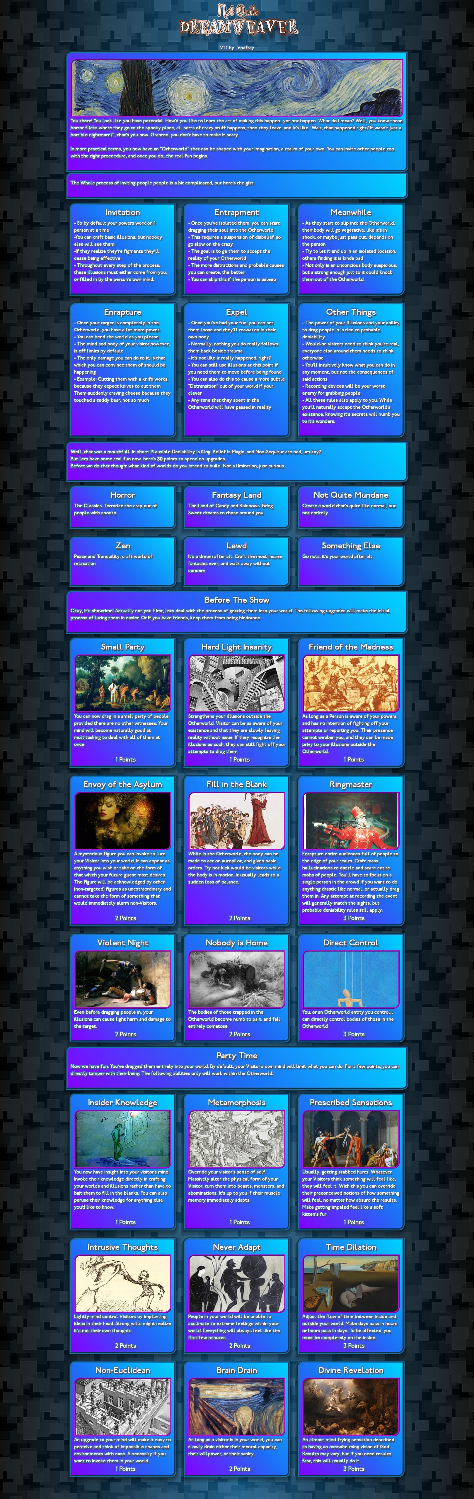 Not Quite Dreamweaver v1.1 CYOA by Tepafray Image Chest Free Image