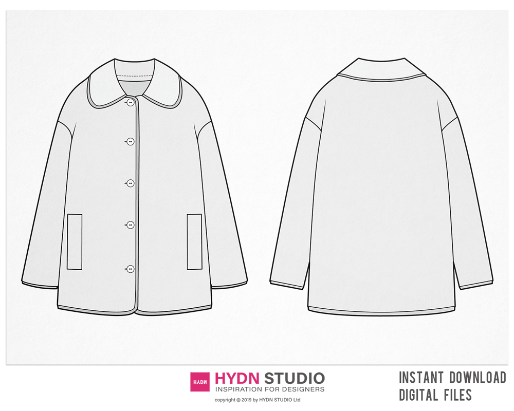 Fleece Coat flat sketch HYDNSTUDIO