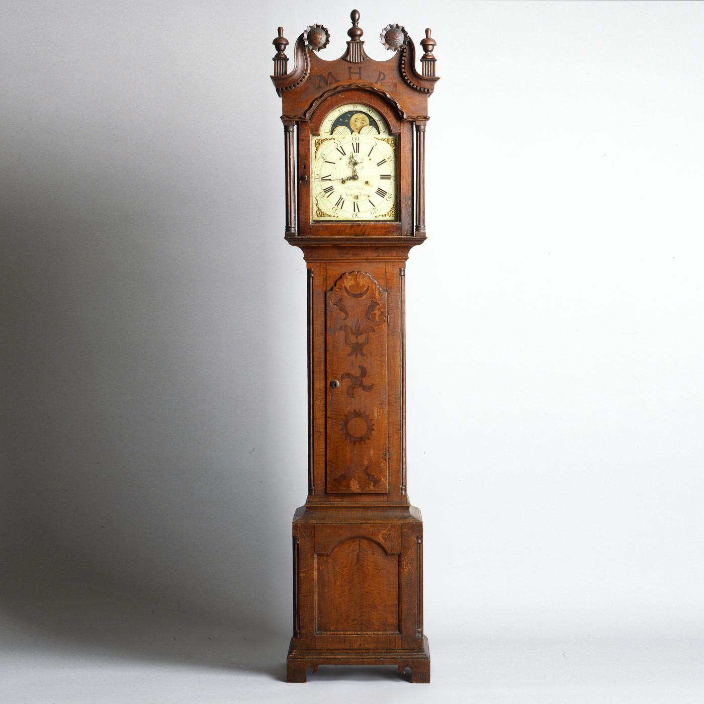 John Fisher York County, Pennsylvania Tiger Maple Tall Case Clock, c