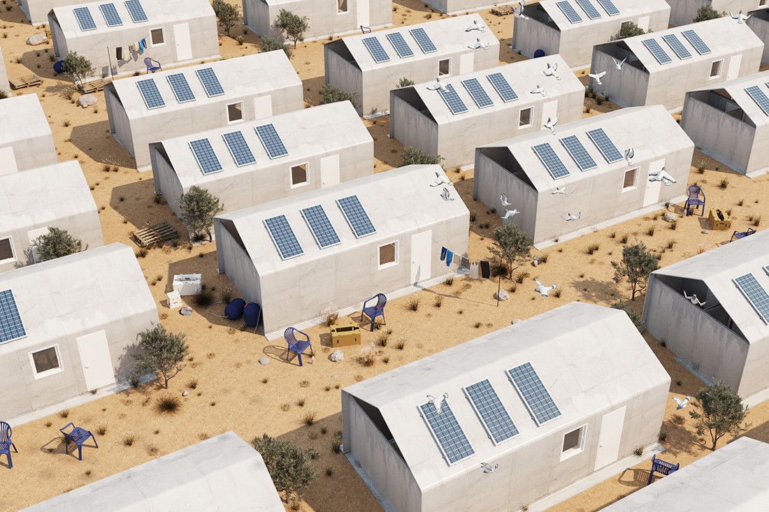 Rollable ‘just add water’ concrete refugee shelter by Cutwork
