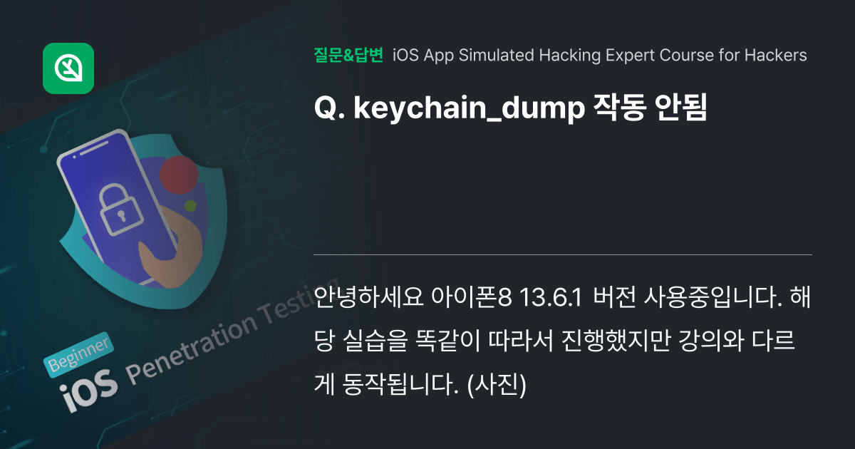 keychain_dump 작동 안됨 인프런 커뮤니티 질문&답변