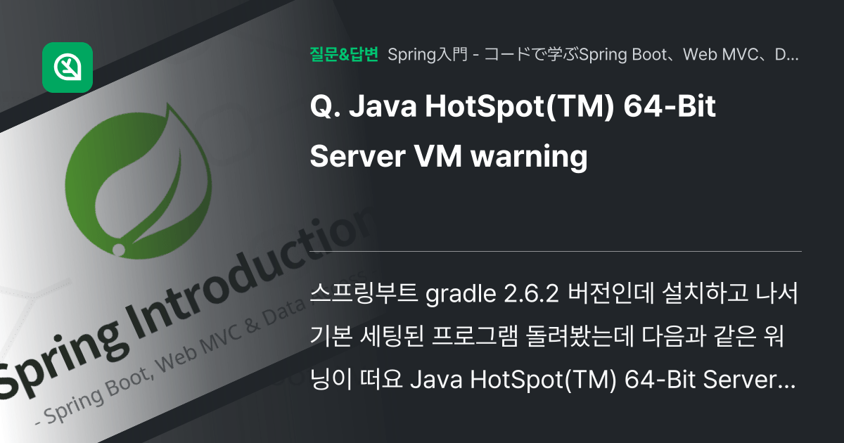 Java HotSpot(TM) 64Bit Server VM warning 인프런