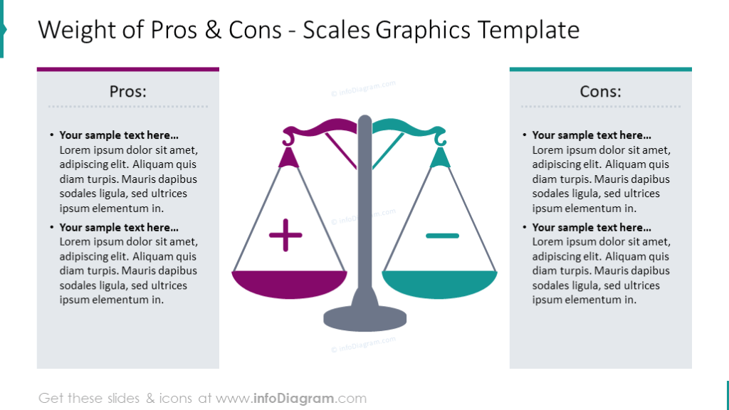 Pros and Cons Scale PowerPoint Template infoDiagram