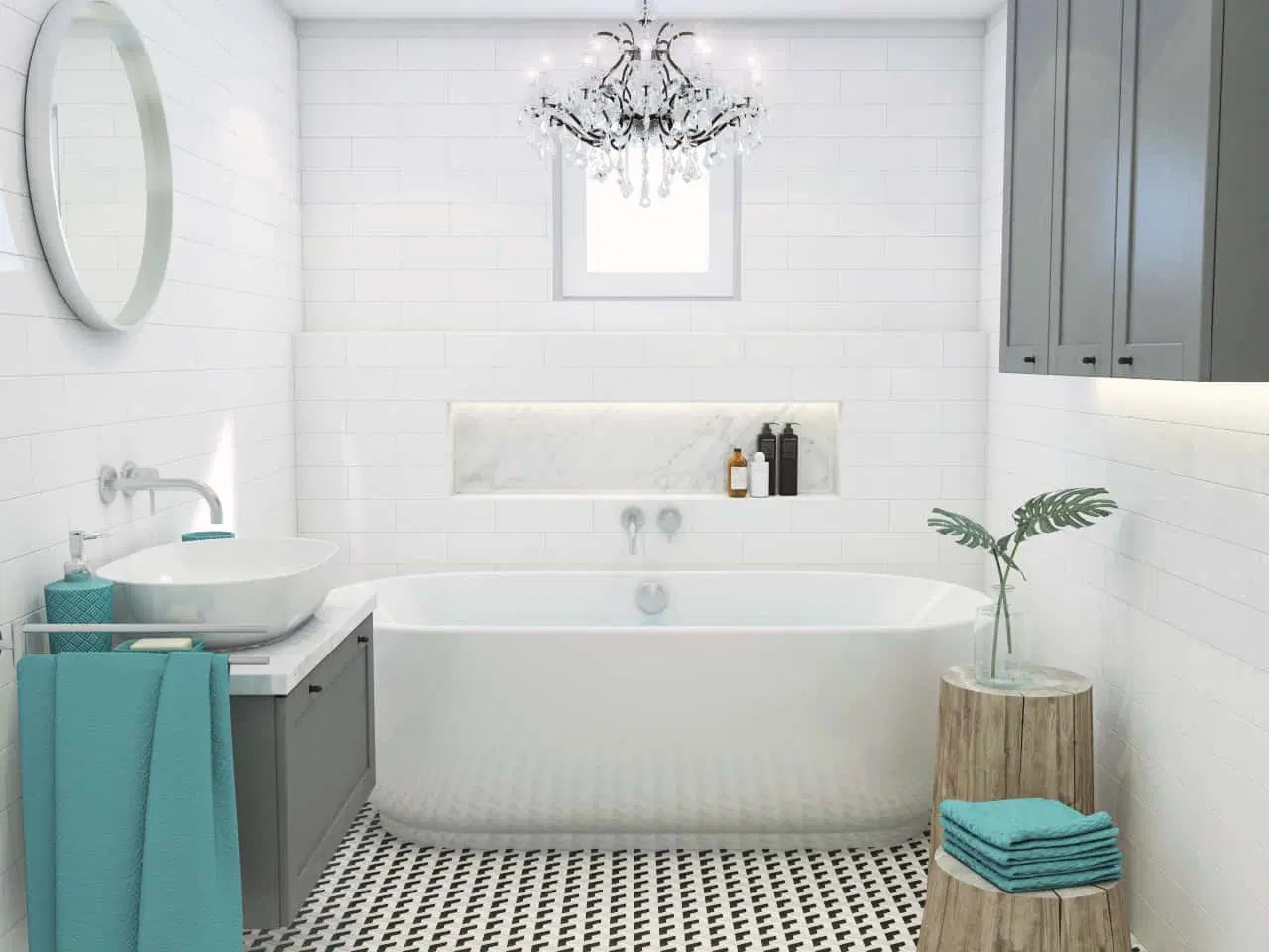 Bathroom in a vintage and glamour style Interior Designio
