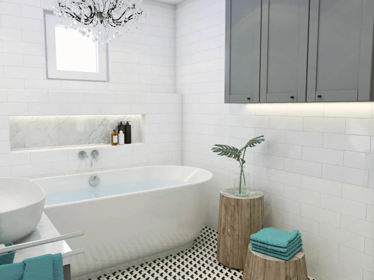 Bathroom in a vintage and glamour style Interior Designio