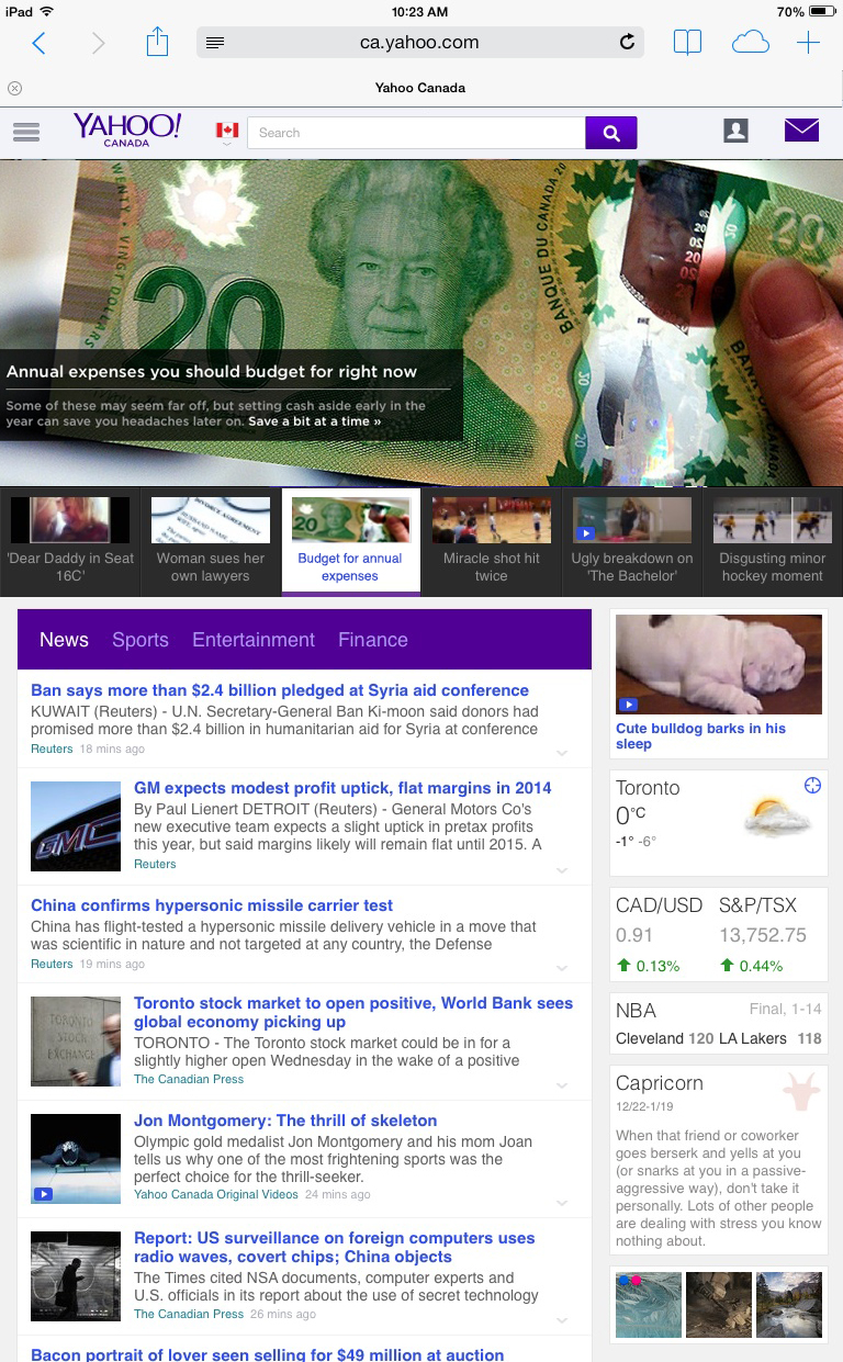 Yahoo Canada Homepage Updated for Mobile, Web Users iPhone in Canada Blog