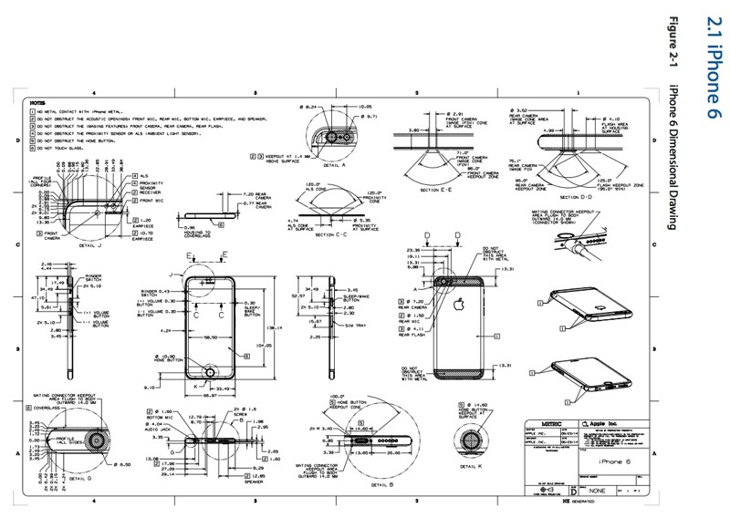 Iphone schematics pdf download free, iphone 2, 3, 4, 5, 6, 7, 8+, x schematics, ipad full schematic, apple iphone brand history. Apple Posts Detailed Phone 6 Design Schematics For Case Makers Pics Iphone In Canada Blog