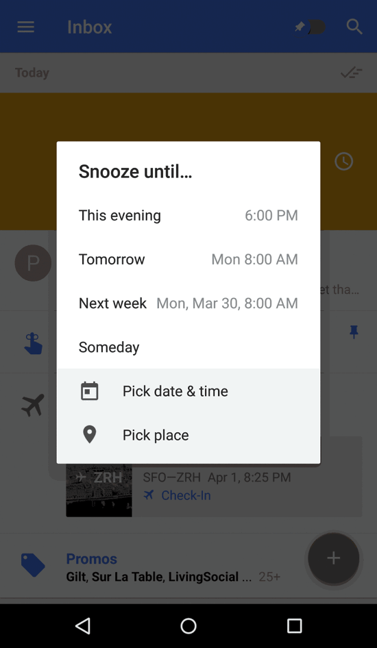 Google Introduces 'Custom Snooze' Settings in Inbox by Gmail iPhone