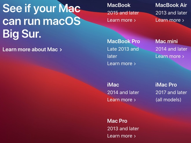 macOS 11 Big Sur Compatible Macs List Your Older Macs Got Dropped