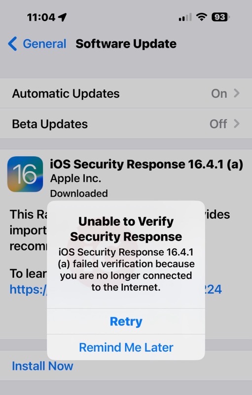 ‘Unable to Verify Security Response’ Error in iOS 16.4.1a, No Fix Yet