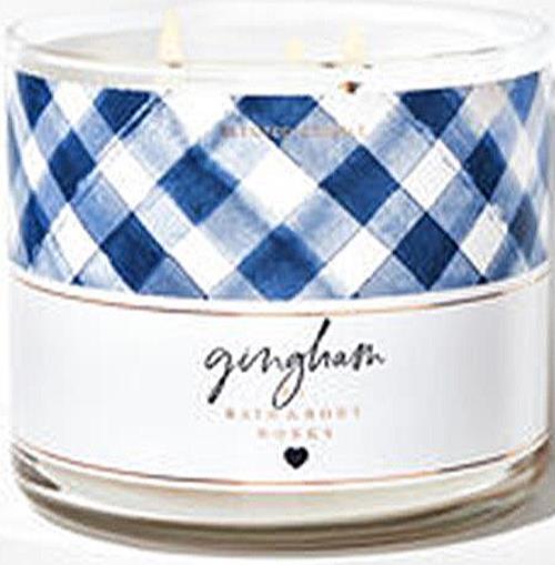 Gingham 3 Wick Jar Candle 14 oz. White & Blue Gingham Online Outlet Store