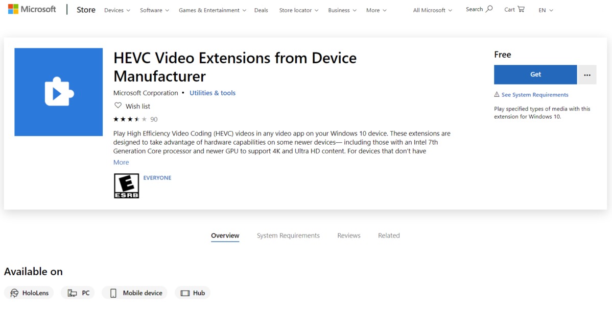 Get HEIF Image Extensions from the Microsoft Store