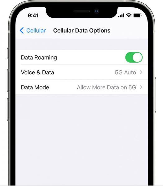 How to manually change iPhone 12 5G settings to always on