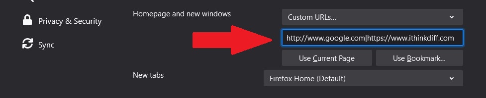 How to change your home page in Firefox
