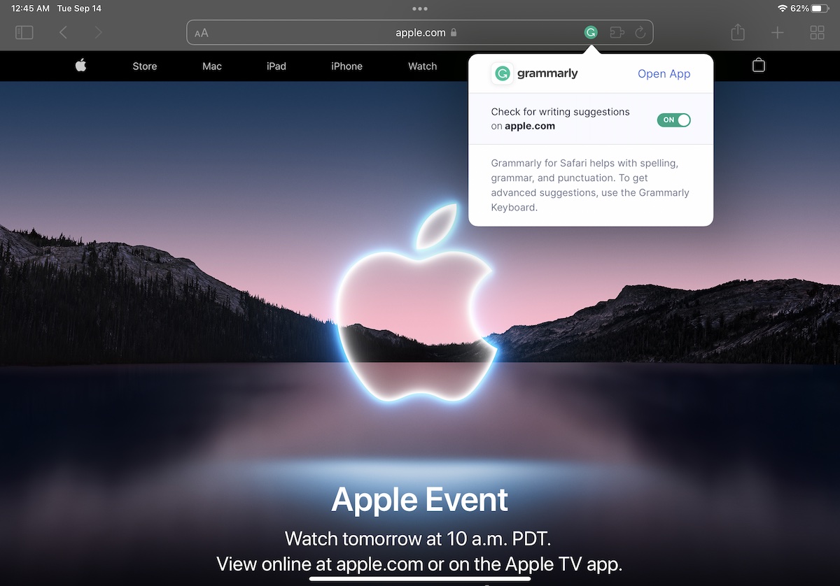 Grammarly extension is now available in Safari in iPadOS 15