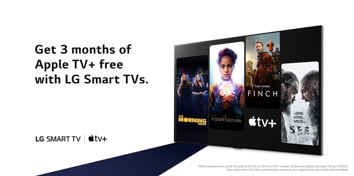 LG announces Apple TV+ 3 month free trial for new subscribers in select