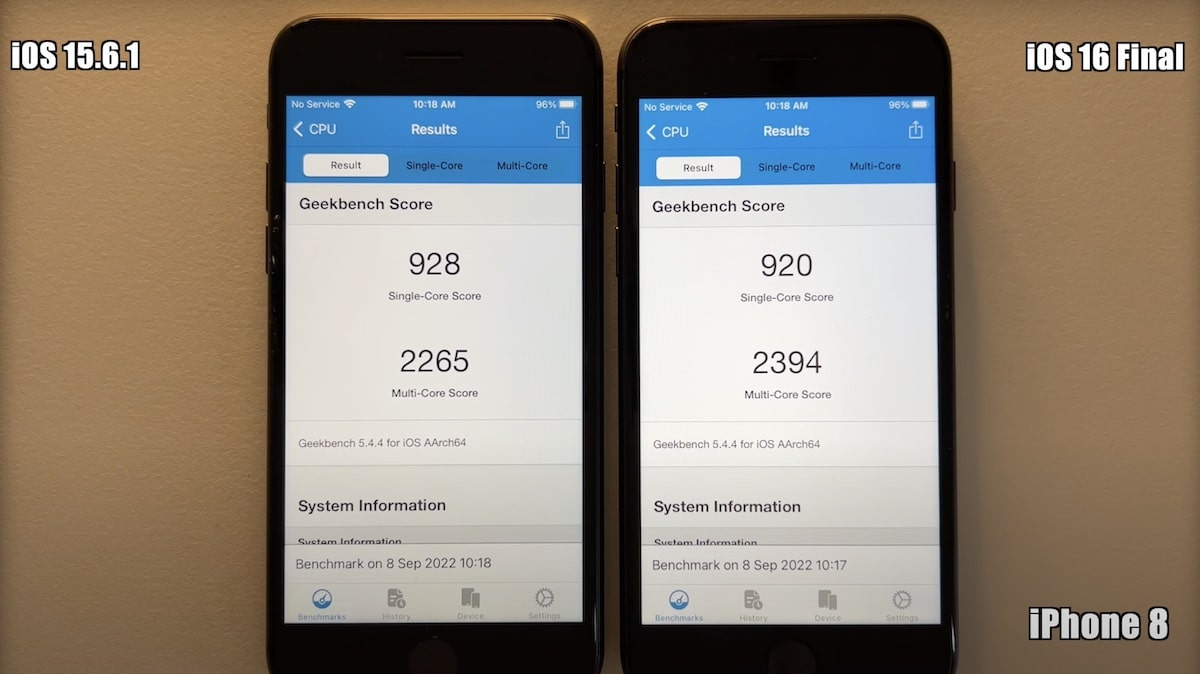 iOS 16 vs iOS 15 performance test on iPhone 13, iPhone 12, iPhone 11