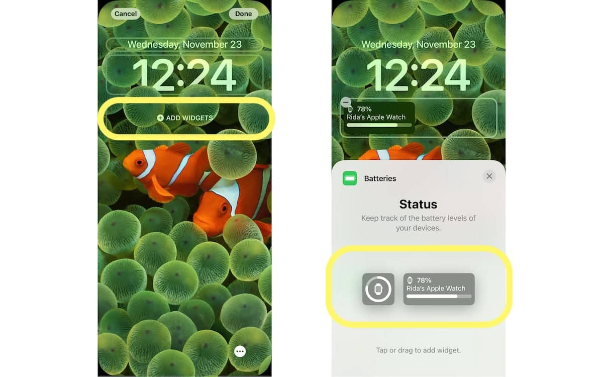 How to show battery percentage for selected devices on iOS 16 Lock