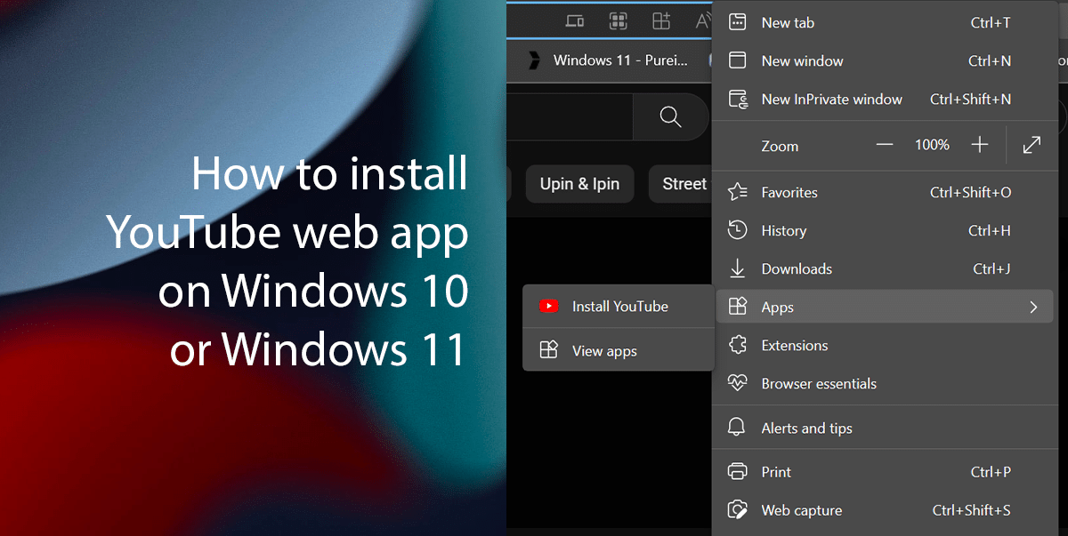 How to install YouTube web app in Windows 11 and Windows 10