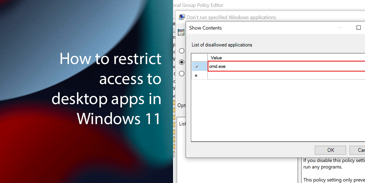 How to restrict access to desktop apps in Windows 11 iThinkDifferent