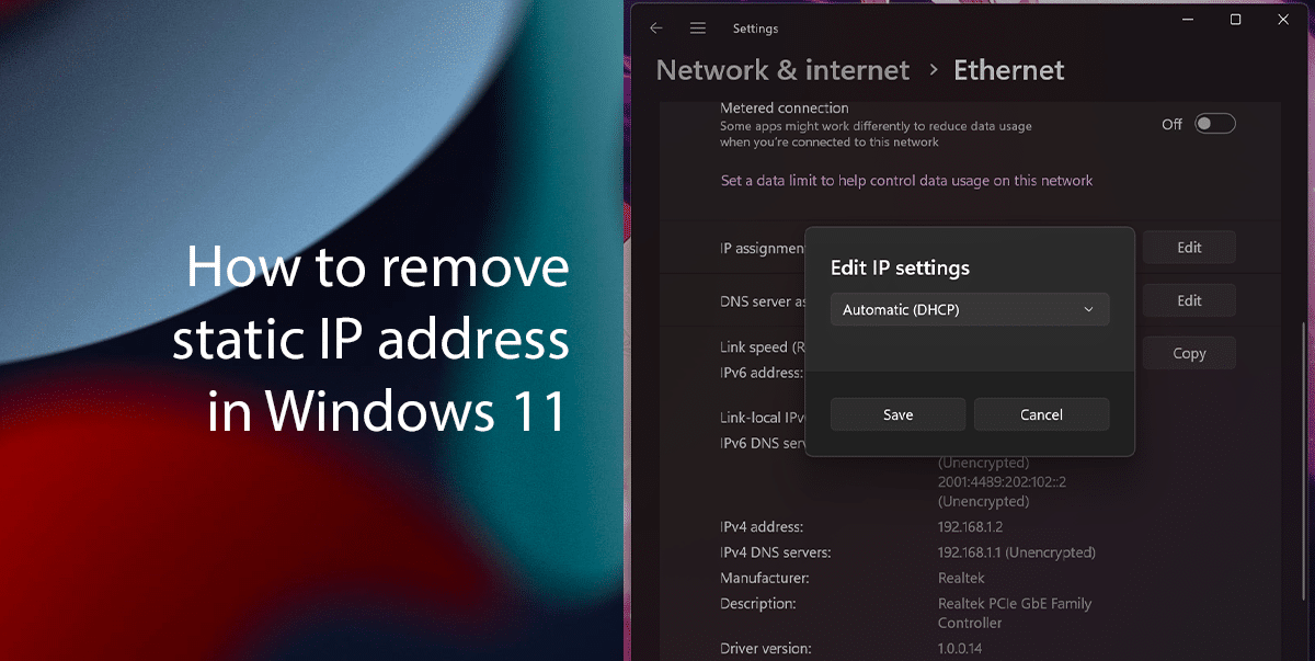 How to remove static IP address in Windows 11 iThinkDifferent
