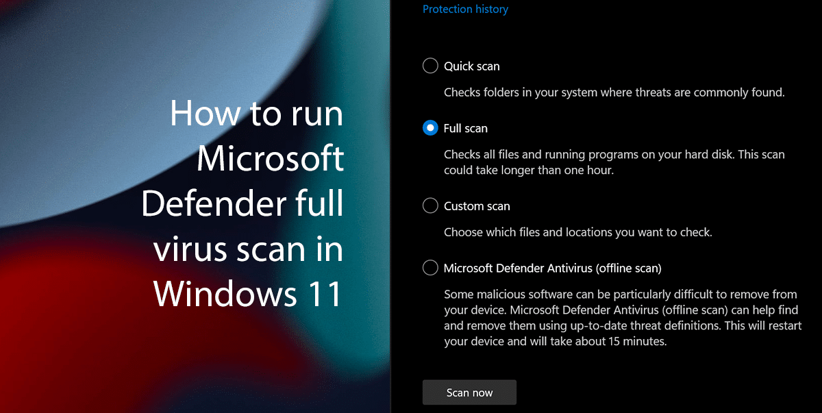 How to run Microsoft Defender full virus scan in Windows 11