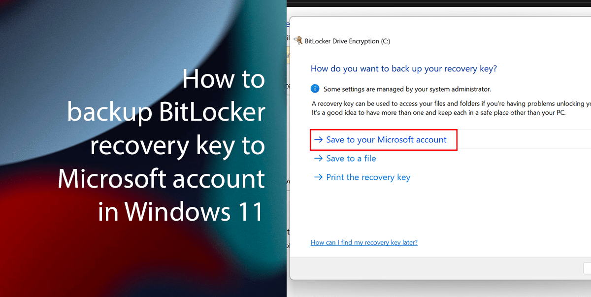 How to backup BitLocker recovery key to Microsoft account in Windows 11