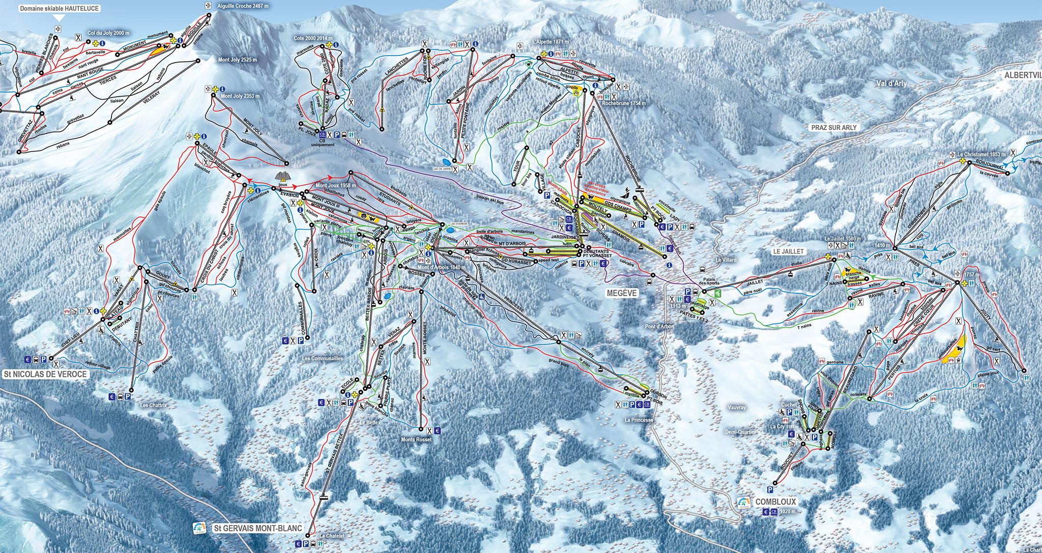Carte Megève Et Ses Environs Megève Piste Map J2Ski