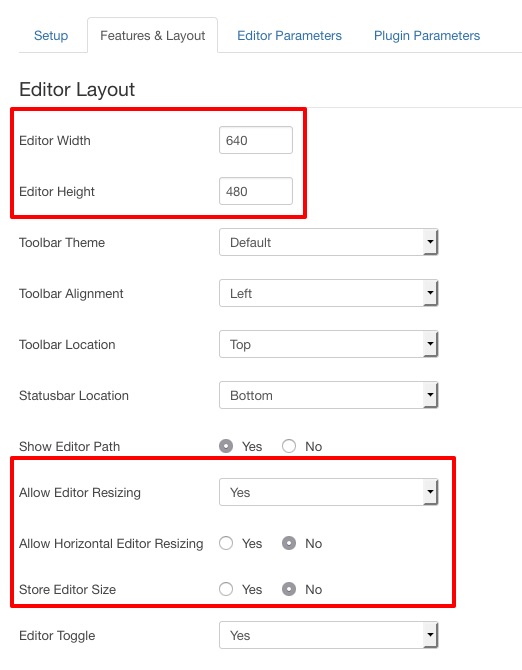 Setting Editor width not working yet
