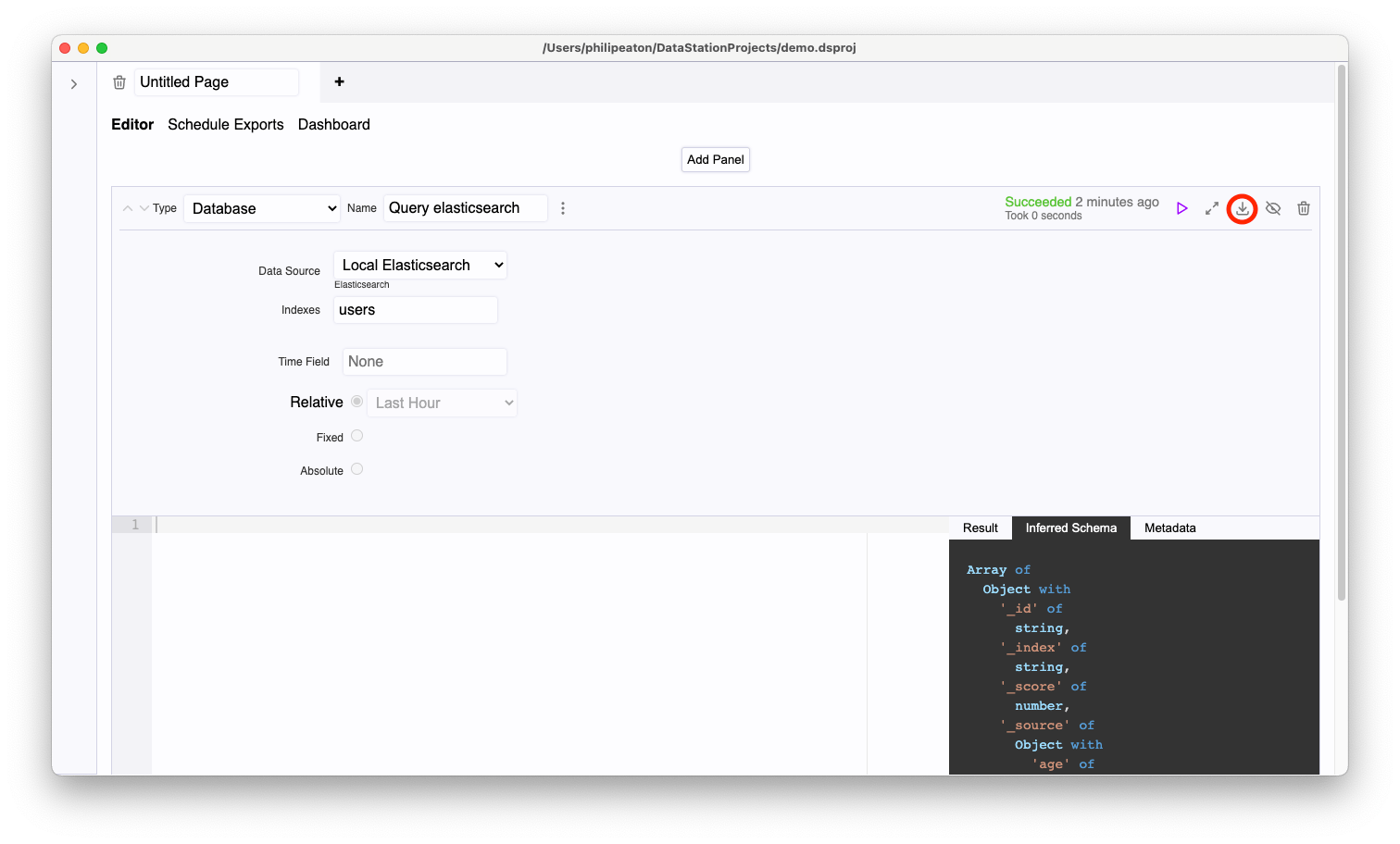 Run Elasticsearch in Docker and query with DataStation DataStation