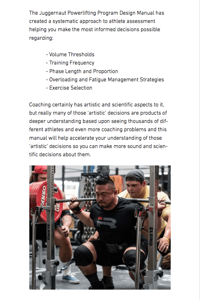 The Powerlifting Program Design Manual Juggernaut Training Systems